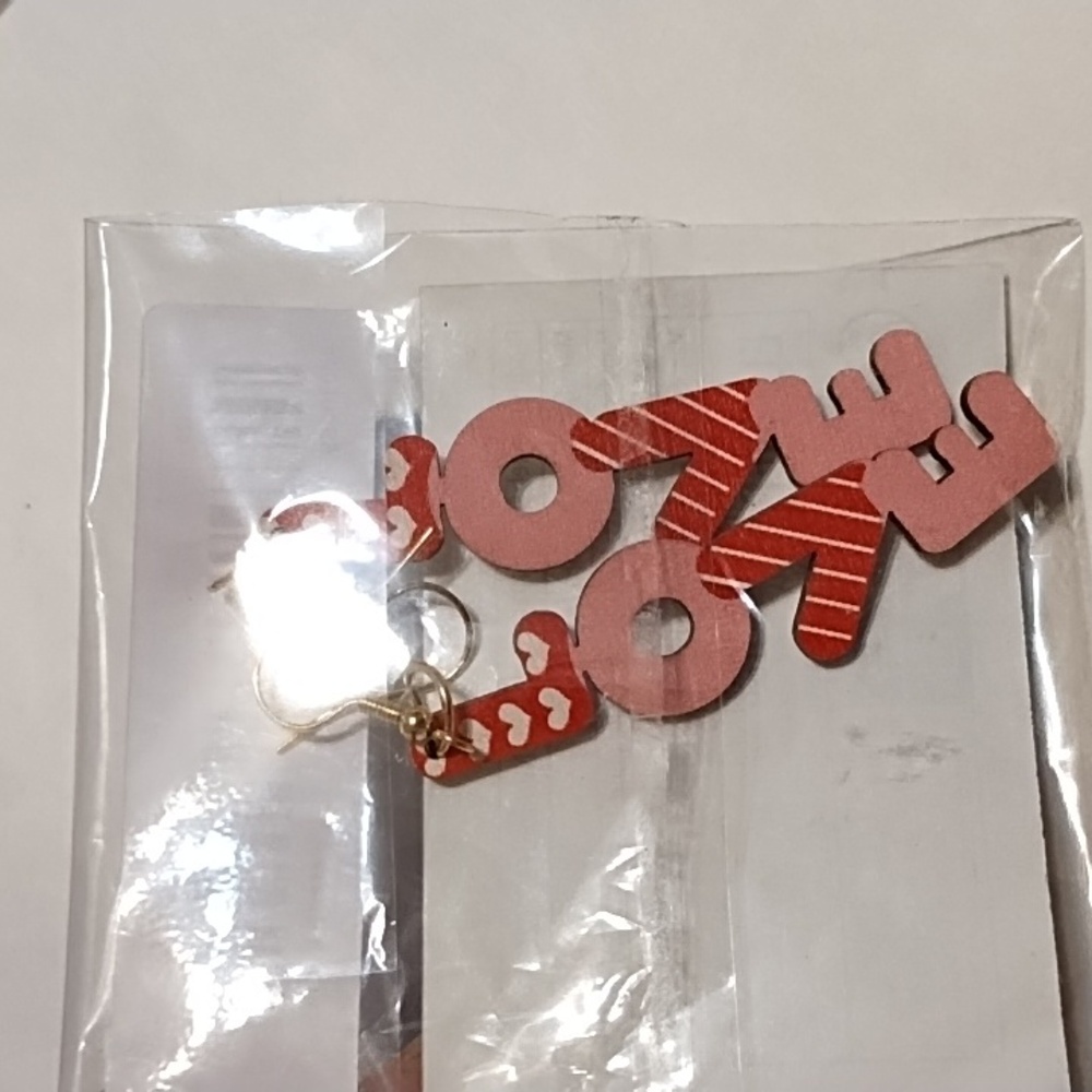 NWT Pink and Red LOVE Earrings - Picture 4 of 4
